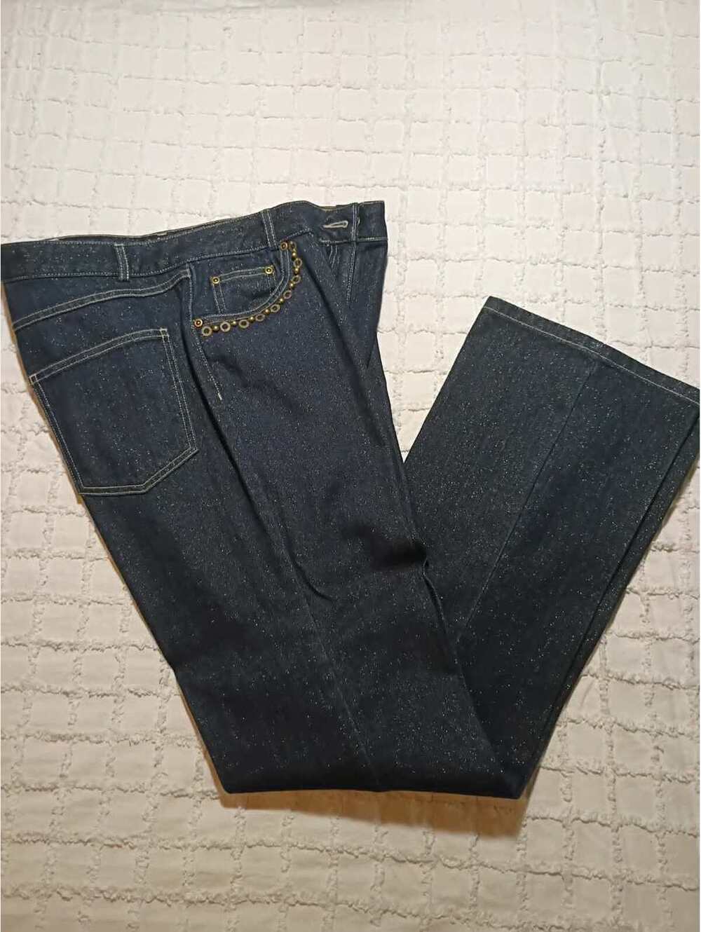Ruby Rd. Women's Dark Denim Jeans with Decorative Brass Eyelets Size 10